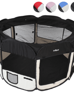 Leopet® TSPB09 Playpen for Puppies and Small Animals DIFFERENT COLOURS (Black)