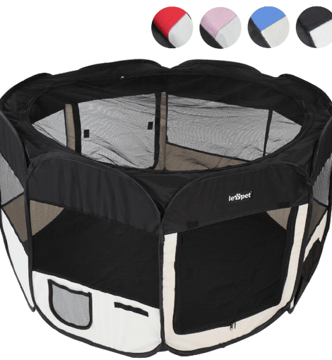 Leopet® TSPB09 Playpen for Puppies and Small Animals DIFFERENT COLOURS (Black)